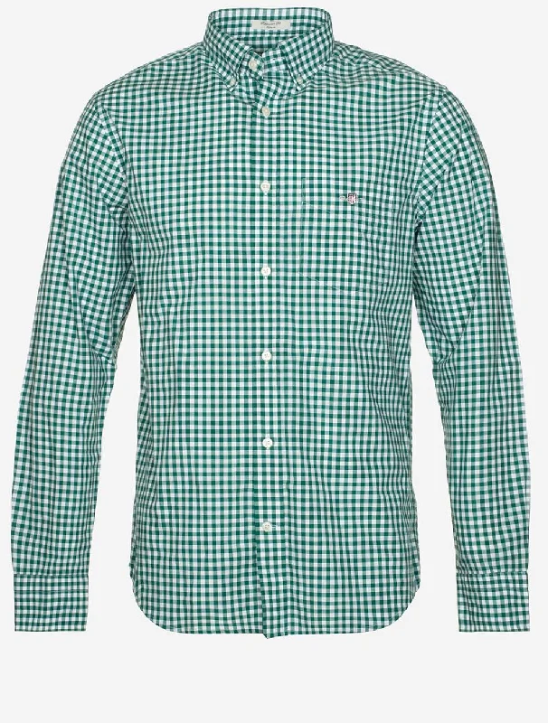Modern Apparel Street Pants Regular Fit Poplin Gingham Shirt Deep Forest Green
