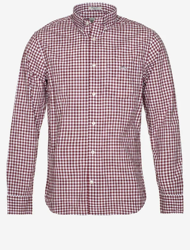 Cool Streetwear Comfortable Shirts Regular Fit Poplin Gingham Shirt Wine Red