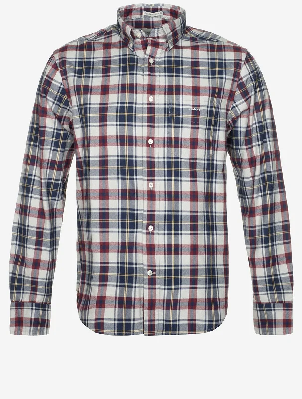 Regular Jaspe Flannel Plaid Shirt Persian Blue