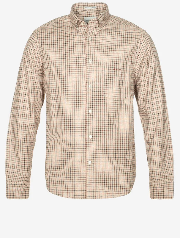 Regular Jaspe Tattersall Plaid Shirt Caramel Beige