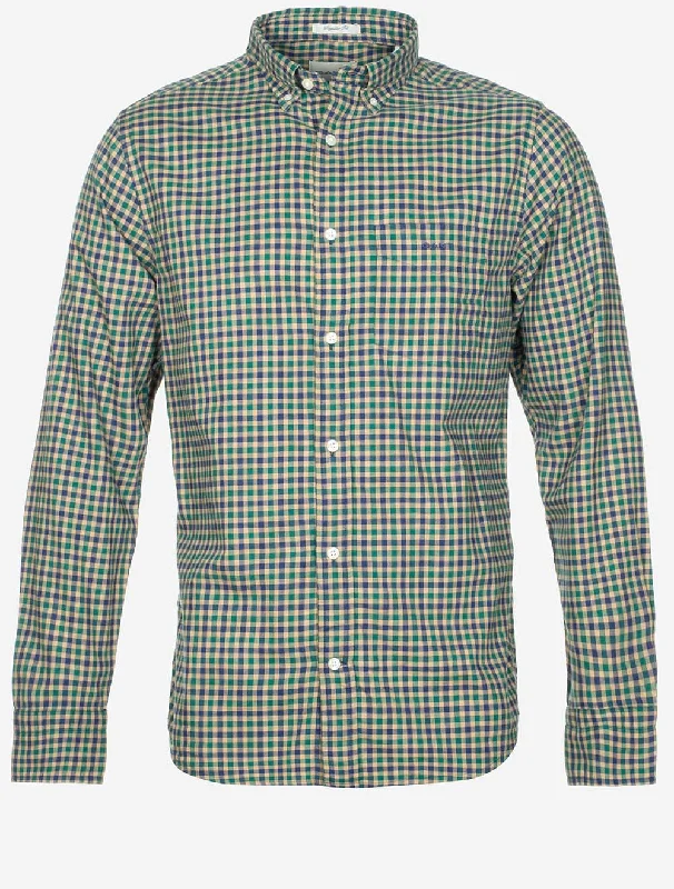 Regular Light Twill Gingham Shirt Deep Forest Green