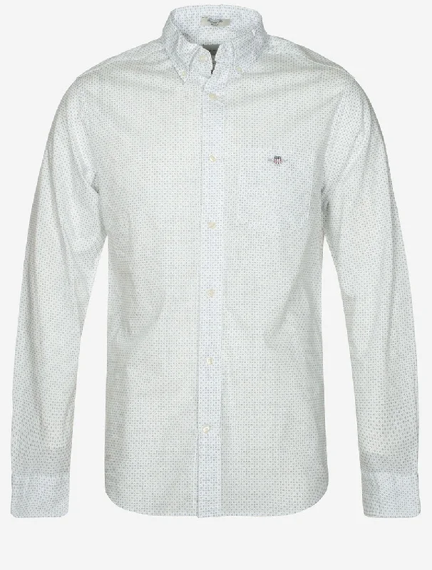 Street Gear Comfortable Jeans Regular Micro Print Shirt Eggshell