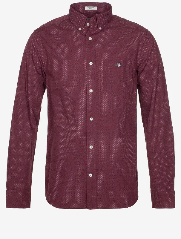Comfy Hoodies Cool T-shirts Regular Micro Print Shirt  Wine Red