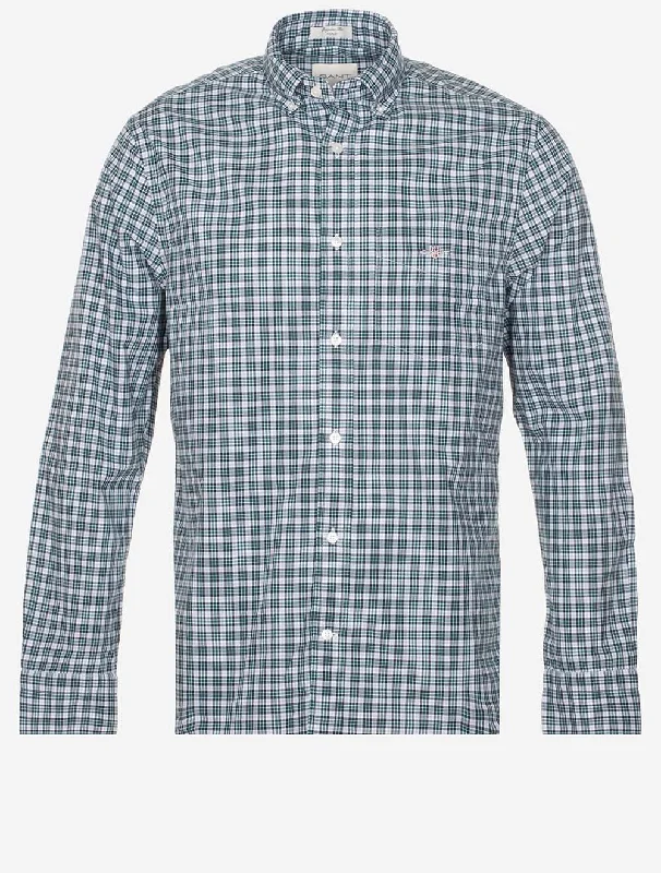 Premium Fit Cozy Outerwear Regular Poplin Small Check Shirt Deep Forest Green