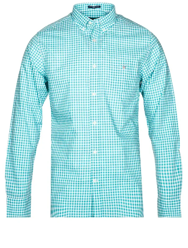 Regular Fit Gingham Broadcloth Shirt Aqua Green