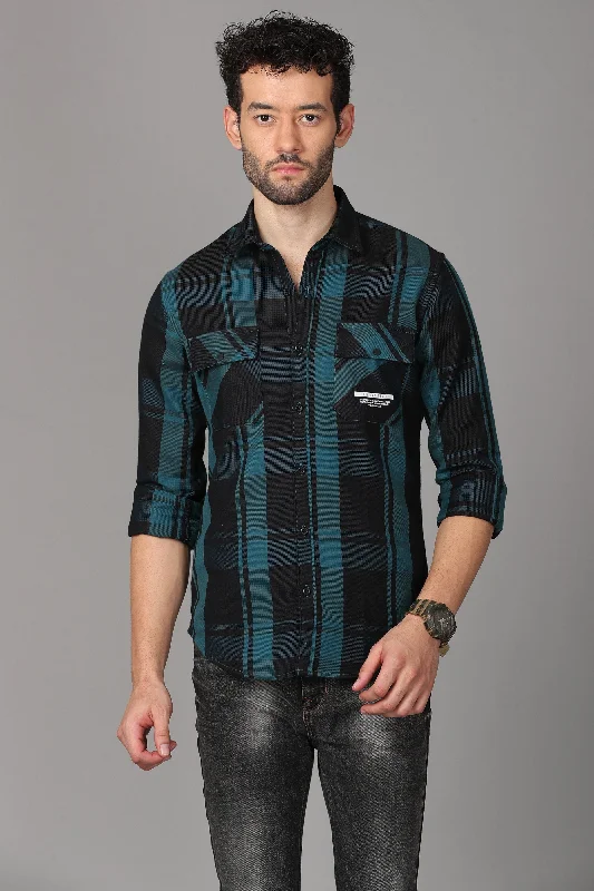 Timeless Style Warm Pants Green Black Checks Shirt