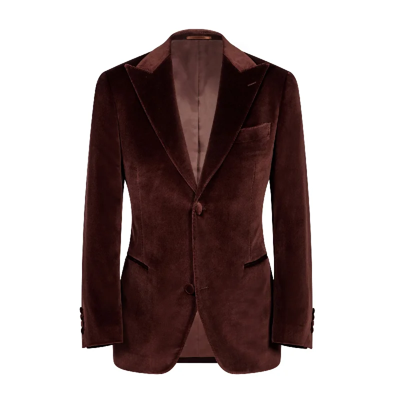 Relaxed Layers Fashion Shirts HENRY SARTORIAL Velvet Jacket BROWN