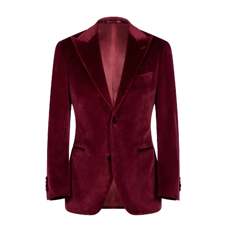 Everyday Denim Comfortable Hoodies HENRY SARTORIAL Velvet Jacket BURGUNDY