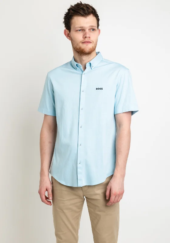 Timeless Style Relaxed Footwear Hugo Boss Biado Logo Short Sleeve Shirt, Light Blue