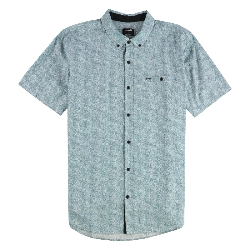 Sporty Styles Practical Hoodies Hurley Mens Printed Button Up Shirt, Blue, Large
