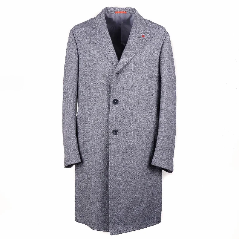 Versatile Knitwear Everyday Footwear Isaia Gray Wool and Cashmere Overcoat