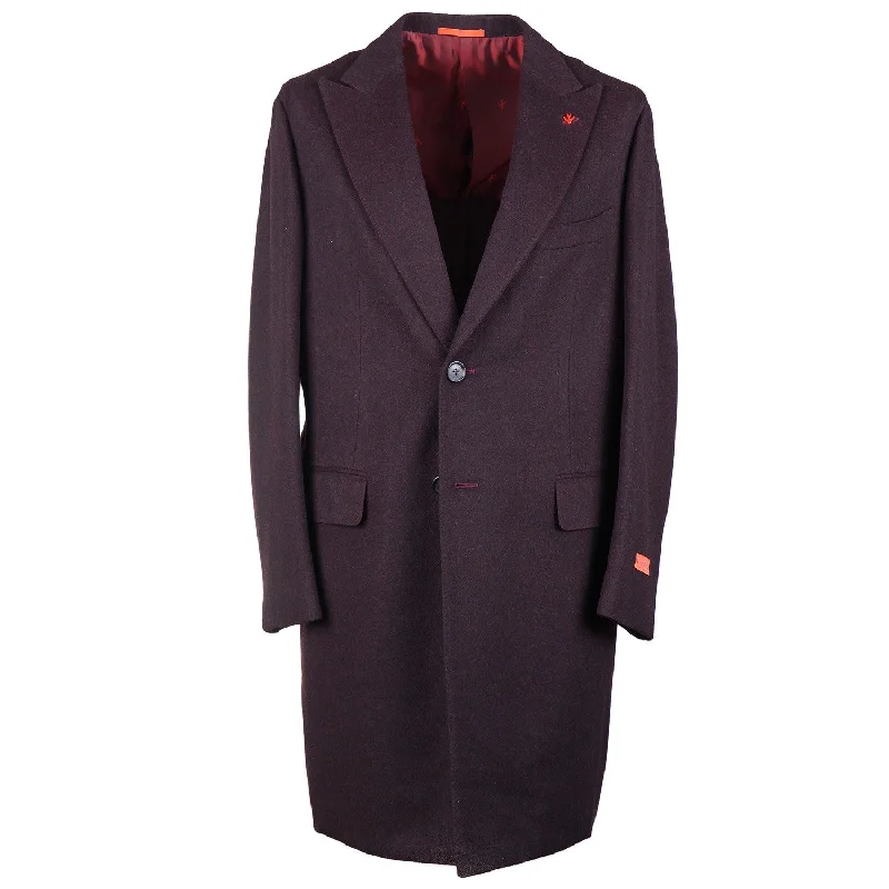 Casual Layers Stylish Shorts Isaia 'Portofino' Burgundy Cashmere Overcoat