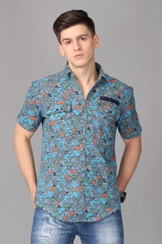 Soft Layers Classic Shorts KEF Men's Slim Fit Printed Casual Shirt