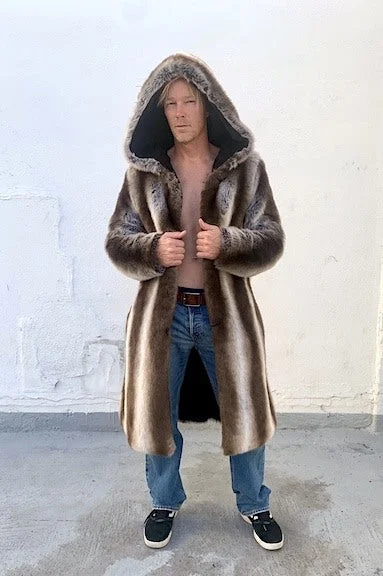 Mens Playa Coat in "Silver Brown Fox" Chinchilla