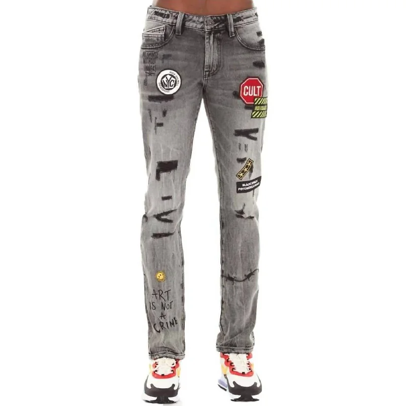 Sport Chic Sleek Tops Men's Rocker Slim Graffiti Jean In Black Acid