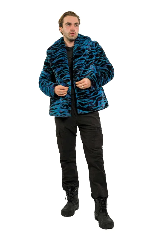 Sporty Trends Classic Shirts Men's Short Cozy Coat in "Electric Tiger"