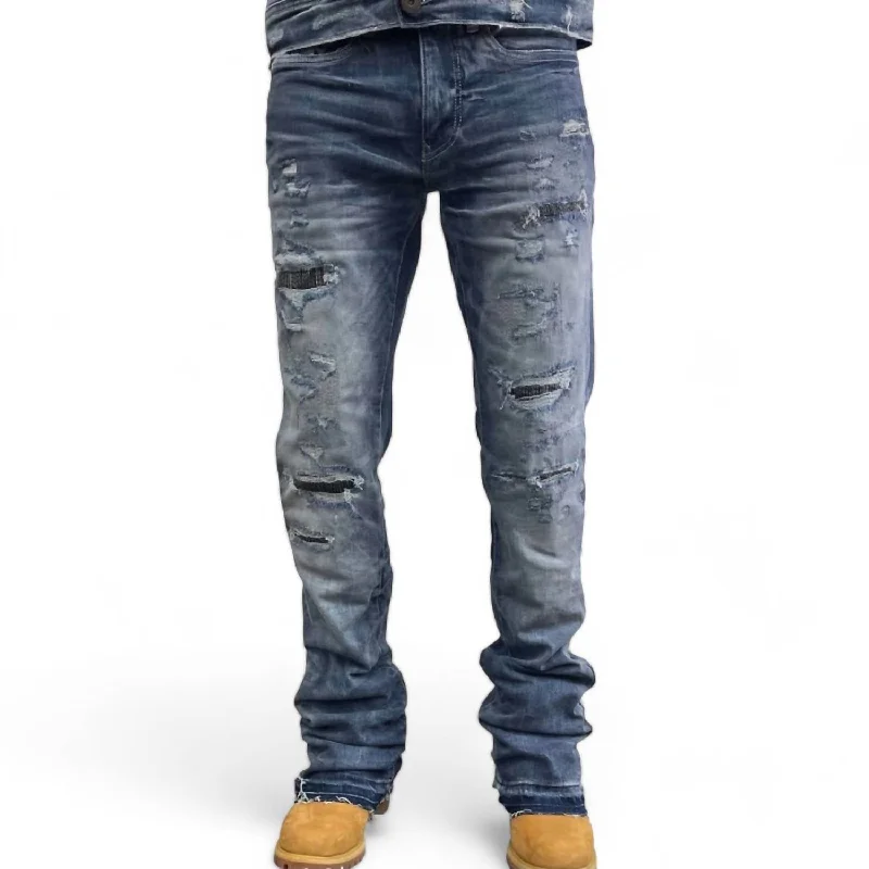 Urban Outfits Fashionable Hoodies Men's Theo Slight Flare Stack Denim Jean In Aged Wash