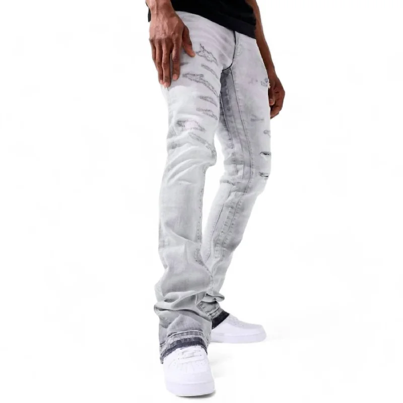 Classic Wear Relaxed Jeans Men's Theo Stacked Lansing Denim Jean In Arctic Grey