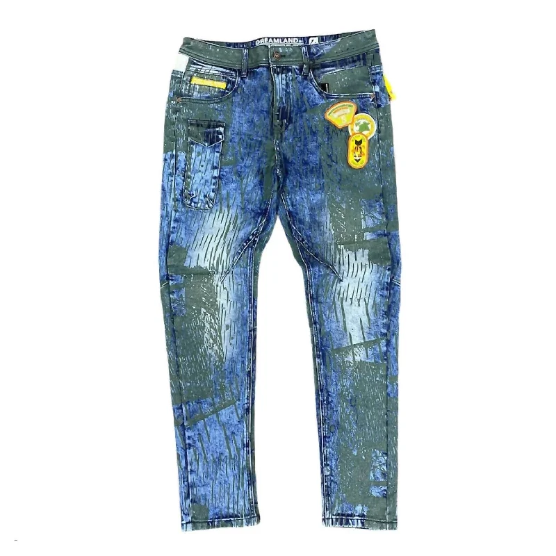 Men's Tiger Vs Crane Denim Jeans In Blue/black