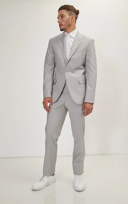 Super 120S Merino Wool Single Breasted Suit - Smoke Grey