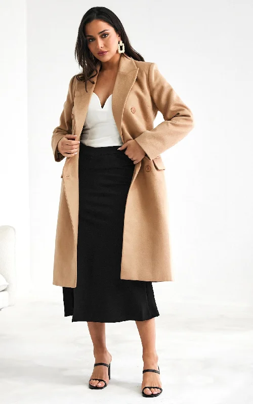 Outdoor Gear Fashion Hoodies Noble Longline Coat - Camel