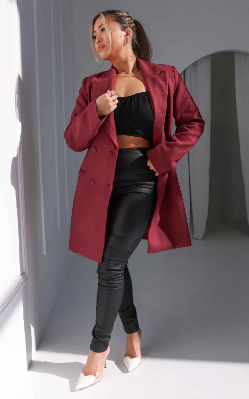 Effortless Comfort Cozy Pants Noble Coat - Wine