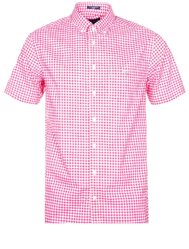 Effortless Gear Sporty Sweaters Regular Broadcloth Gingham Short Sleeve Buttondown Perky Pink Effortless Gear Sporty Sweaters Regular Broadcloth Gingham Short Sleeve Buttondown Perky Pink