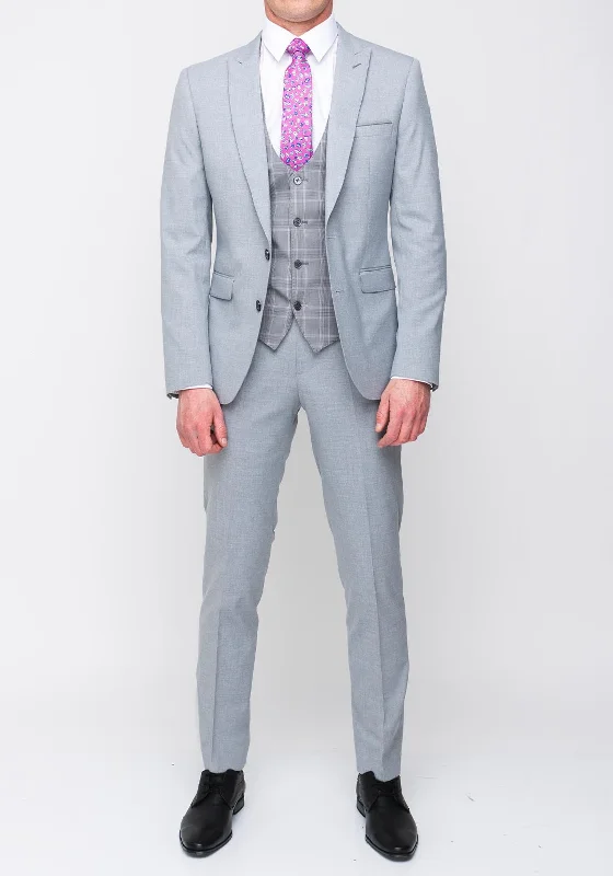 Remus Uomo Mario Slim Three Piece Suit, Pale Grey