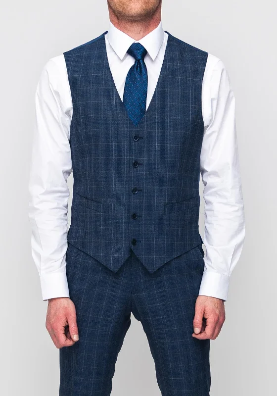 Remus Uomo Palucci Wool Mix & Match Tapered Waistcoat, Navy