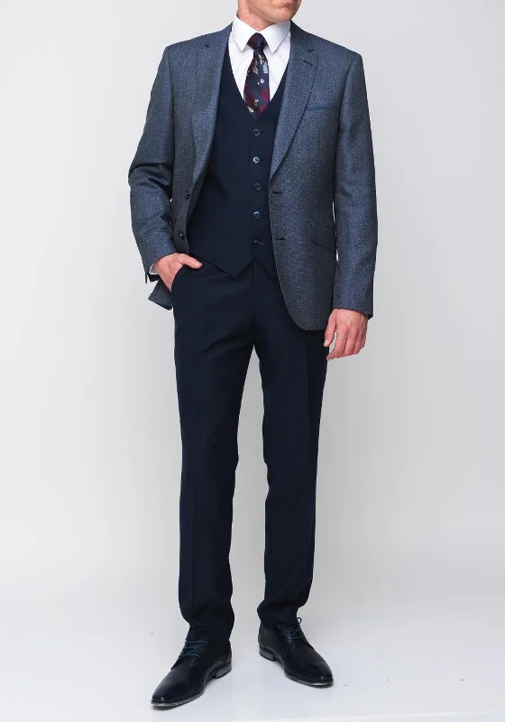 Remus Uomo Palucci Woven Tapered Fit Three Piece Suit, Navy