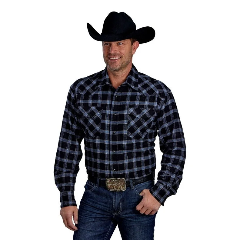 Street Casuals Casual Sneakers Roper Western Shirt Mens Flannel Tall L/S Black 03-001-0722-1703 BL Street Casuals Casual Sneakers Roper Western Shirt Mens Flannel Tall L/S Black 03-001-0722-1703 BL