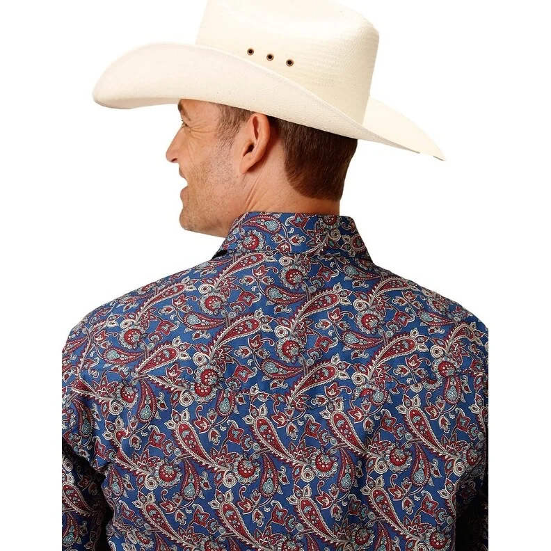 Relaxed Looks Minimalist Jackets Roper Western Shirt Mens L/S Allover Print Blue 03-001-0225-4020 BU Relaxed Looks Minimalist Jackets Roper Western Shirt Mens L/S Allover Print Blue 03-001-0225-4020 BU