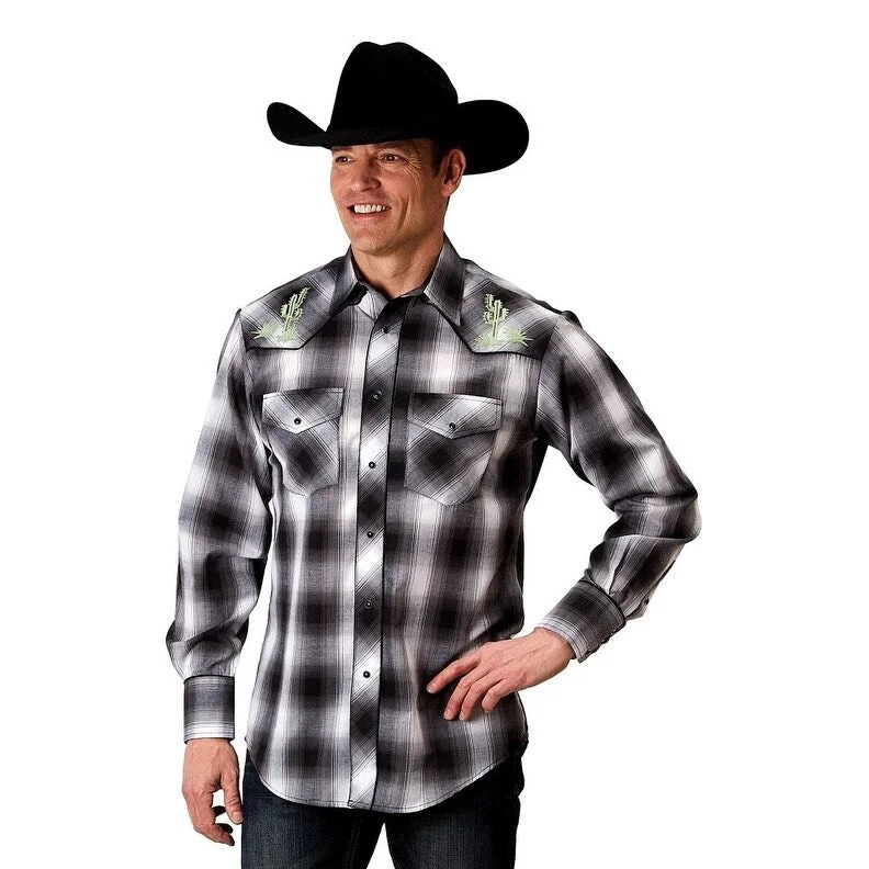 Relaxed Fits Smart Jeans Roper Western Shirt Mens L/S Plaid Black 01-001-0016-3005 BL Relaxed Fits Smart Jeans Roper Western Shirt Mens L/S Plaid Black 01-001-0016-3005 BL