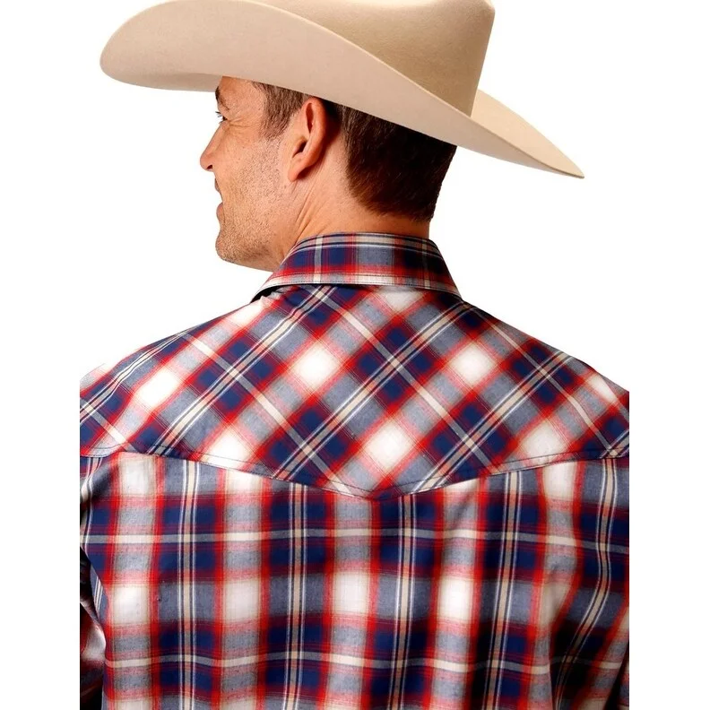 Sporty Styles Cozy Pants Roper Western Shirt Mens L/S Plaid Snap Blue 03-001-0278-5012 BU Sporty Styles Cozy Pants Roper Western Shirt Mens L/S Plaid Snap Blue 03-001-0278-5012 BU