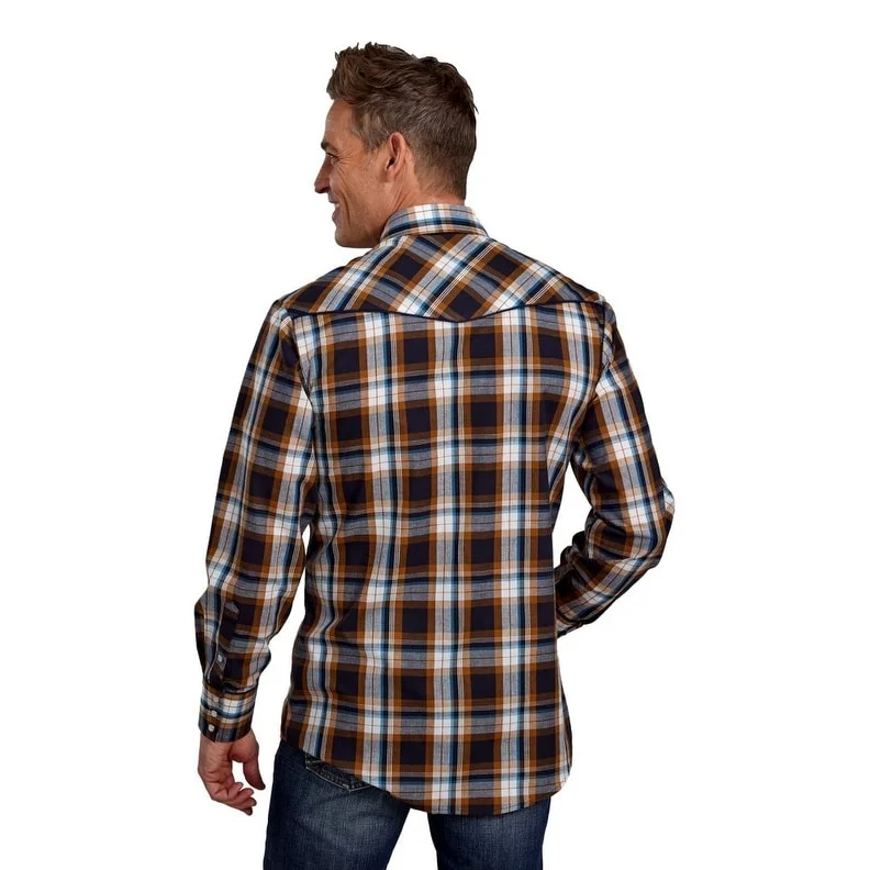 Relaxed Casuals Functional Shirts Roper Western Shirt Mens L/S Plaid Snap Brown 01-001-0016-6086 BR Relaxed Casuals Functional Shirts Roper Western Shirt Mens L/S Plaid Snap Brown 01-001-0016-6086 BR