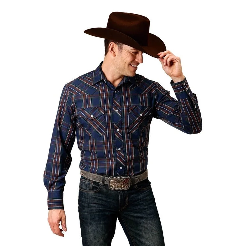 Urban Gear Sporty T-shirts Roper Western Shirt Mens L/S Pockets Flaps Blue 01-001-0101-6075 BU Urban Gear Sporty T-shirts Roper Western Shirt Mens L/S Pockets Flaps Blue 01-001-0101-6075 BU