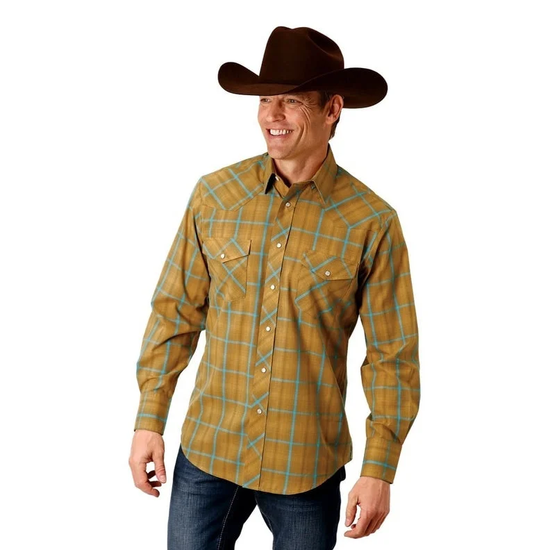 Comfy Styles Urban Tops Roper Western Shirt Mens L/S Pockets Plaid Yellow 01-001-0101-6042 YE Comfy Styles Urban Tops Roper Western Shirt Mens L/S Pockets Plaid Yellow 01-001-0101-6042 YE