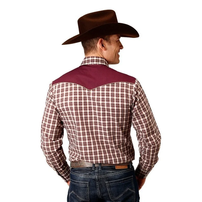 Casual Denim Summer Outfits Roper Western Shirt Mens L/S Small Plaid Wine 01-001-0024-6073 WI Casual Denim Summer Outfits Roper Western Shirt Mens L/S Small Plaid Wine 01-001-0024-6073 WI