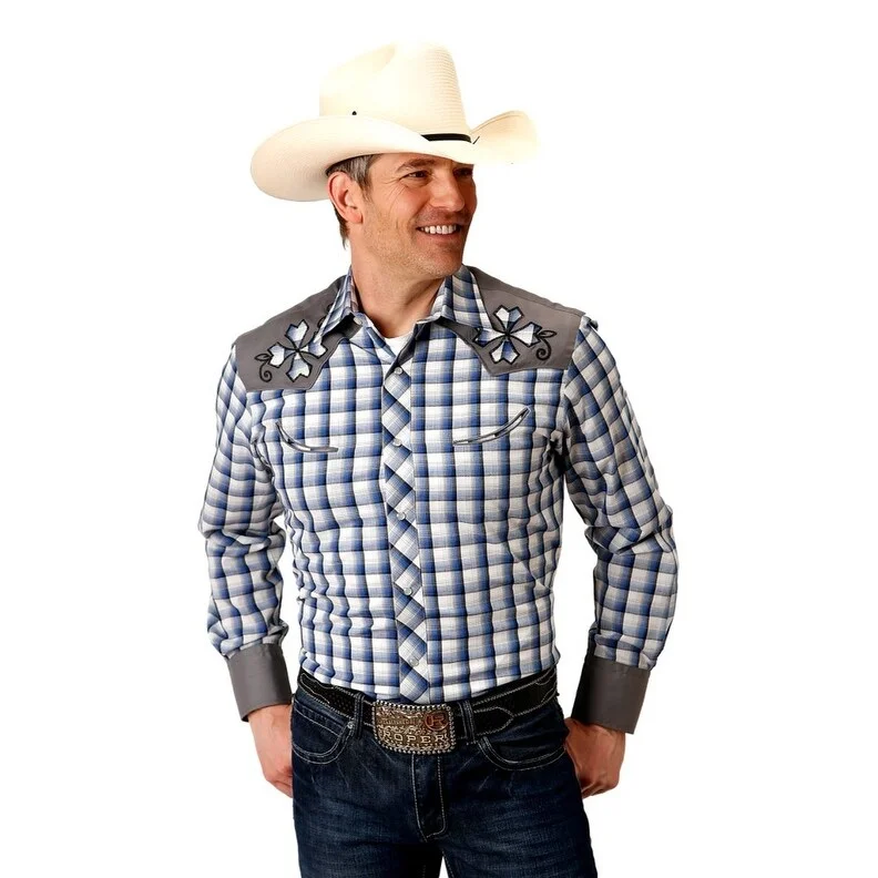 All-Season Outfits Cozy Sweaters Roper Western Shirt Mens L/S Smile Pocket Royal 01-001-0024-3053 BU All-Season Outfits Cozy Sweaters Roper Western Shirt Mens L/S Smile Pocket Royal 01-001-0024-3053 BU