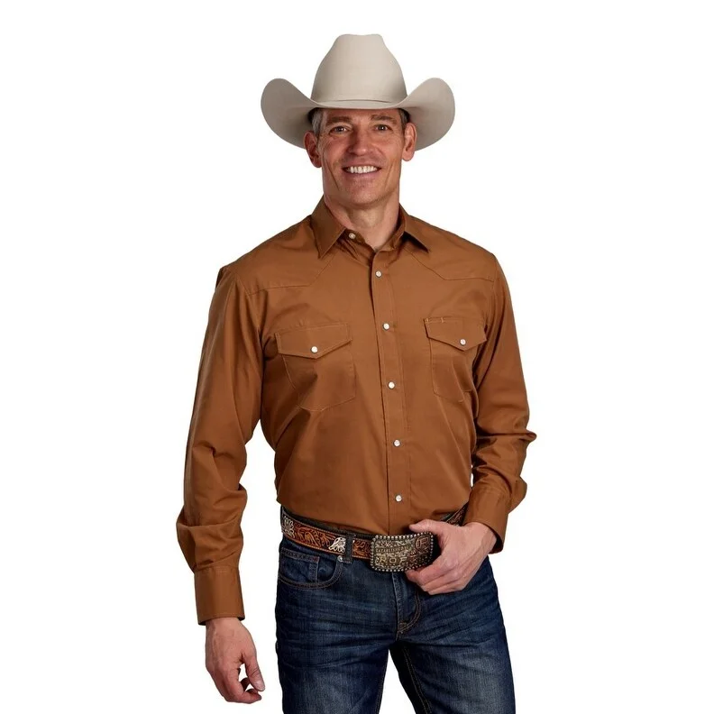 Roper Western Shirt Mens L/S Snap Front Solid Rust 01-001-0025-0685 RT