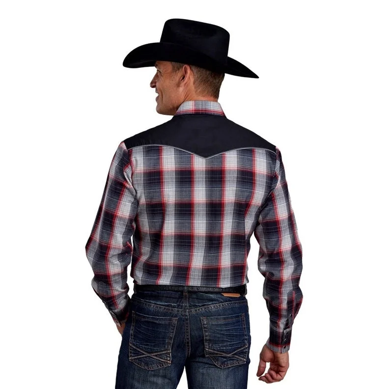 Casual Layers Casual Footwear Roper Western Shirt Mens L/S Snap Plaid Black 01-001-0024-6089 BL Casual Layers Casual Footwear Roper Western Shirt Mens L/S Snap Plaid Black 01-001-0024-6089 BL