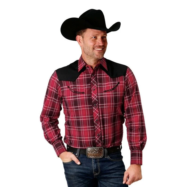 Basic Fashion Casual Looks Roper Western Shirt Mens L/S Snap Plaid Red 01-001-0087-1001 RE Basic Fashion Casual Looks Roper Western Shirt Mens L/S Snap Plaid Red 01-001-0087-1001 RE