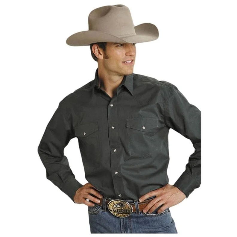 Athletic Gear Casual Tops Roper Western Shirt Mens L/S Solid Poplin Green 03-001-0265-1068 GR Athletic Gear Casual Tops Roper Western Shirt Mens L/S Solid Poplin Green 03-001-0265-1068 GR