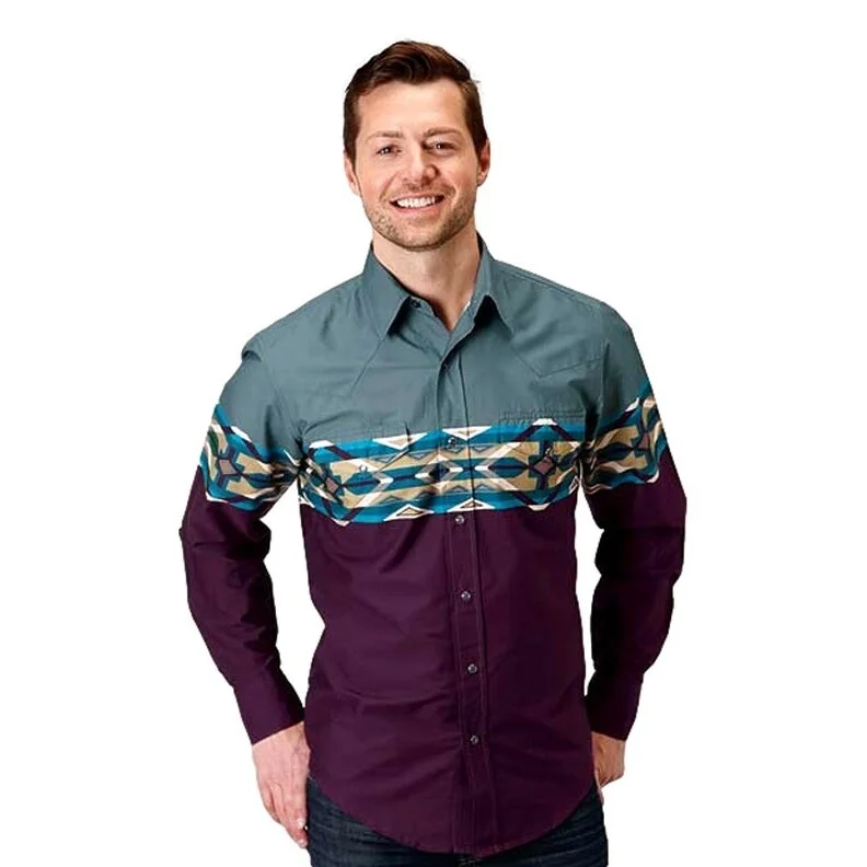 Smart Outfits Versatile Shorts Roper Western Shirt Mens L/S Tile Aztec Wine 03-001-0431-1015 WI