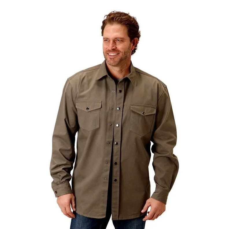 Roper Western Shirt Mens Long Sleeve Snap Solid 03-001-0423-6624 BL