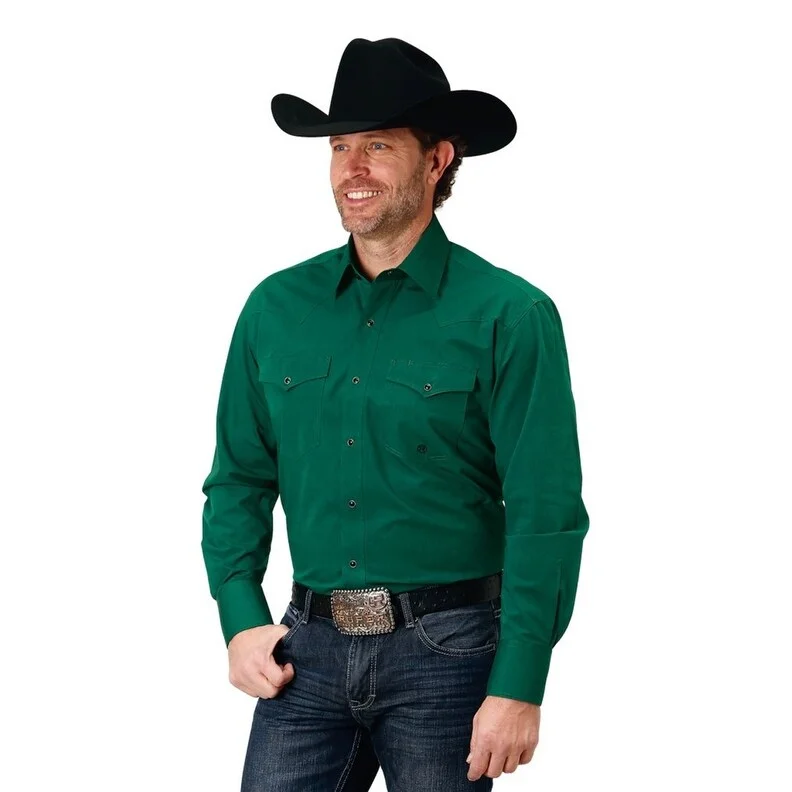 Relaxed Denim Comfortable Wardrobe Roper Western Shirt Mens Long Sleeve Solid Snap 03-001-0265-0184 GR
