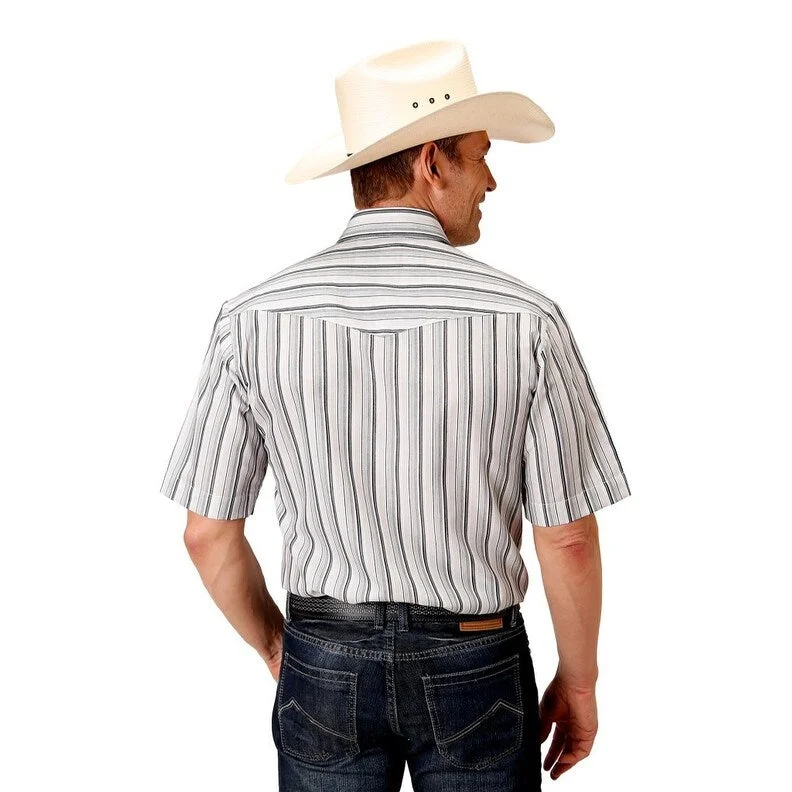 Roper Western Shirt Mens S/S Stripe Snap Gray 01-002-0144-0513 GY