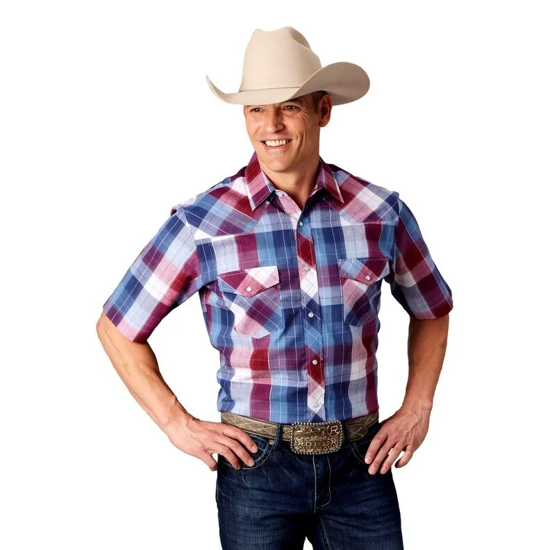 Classic Pieces Fashionable T-shirts Roper Western Shirt Mens Short Sleeve Plaid Snap 01-002-0101-4056 RE Classic Pieces Fashionable T-shirts Roper Western Shirt Mens Short Sleeve Plaid Snap 01-002-0101-4056 RE