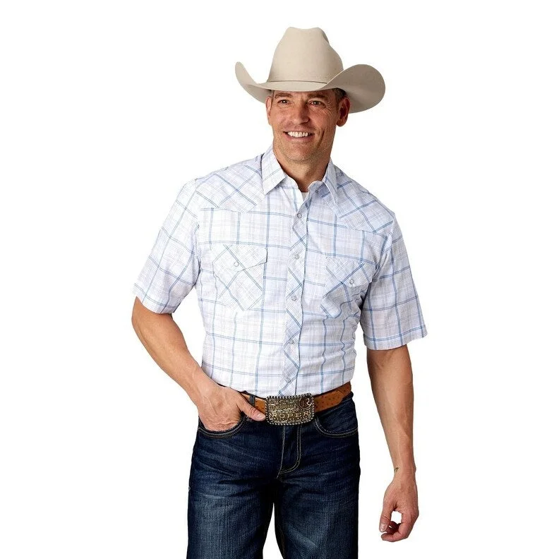 Laid-Back Wear Easy Styles Roper Western Shirt Mens Short Sleeve Plaid Snap 01-002-0101-4058 WH Laid-Back Wear Easy Styles Roper Western Shirt Mens Short Sleeve Plaid Snap 01-002-0101-4058 WH