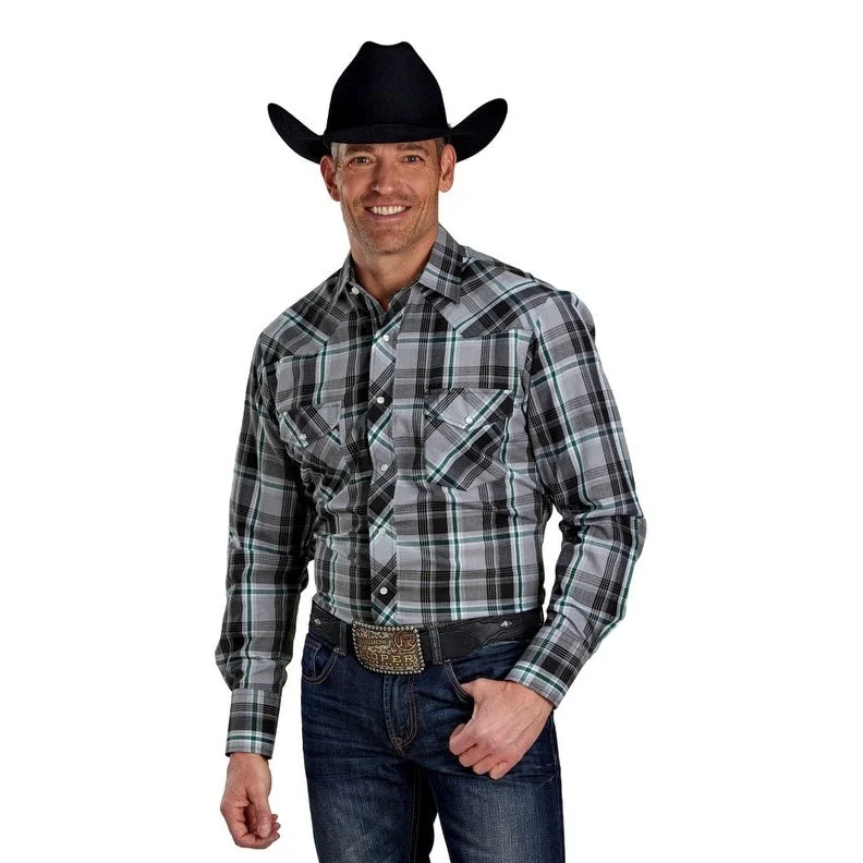 Casual Denim Comfortable Shirts Roper Western Shirt Mens Snap Front Plaid L/S Gray 01-001-0101-6085 GY Casual Denim Comfortable Shirts Roper Western Shirt Mens Snap Front Plaid L/S Gray 01-001-0101-6085 GY